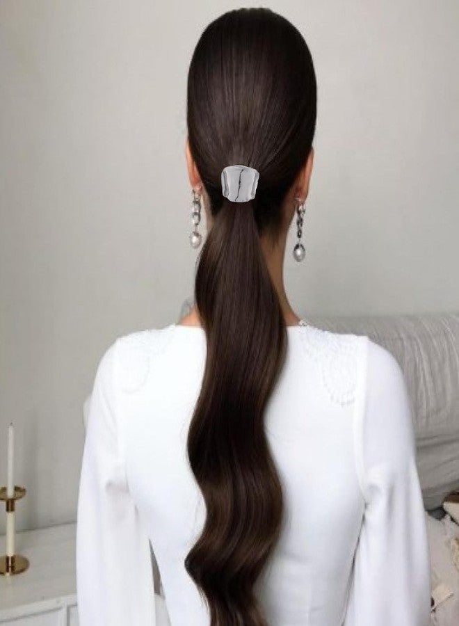 Xyulaan 4 Pcs Silver Hair Cuffs for Ponytails Holders, Metal High Ponytail Buckle Clip Hair Rings Hair Accessories for Women, Ponytail Cuff Hair Jewelry Charm for Braids Festival Accessories Daily Party - Image 3